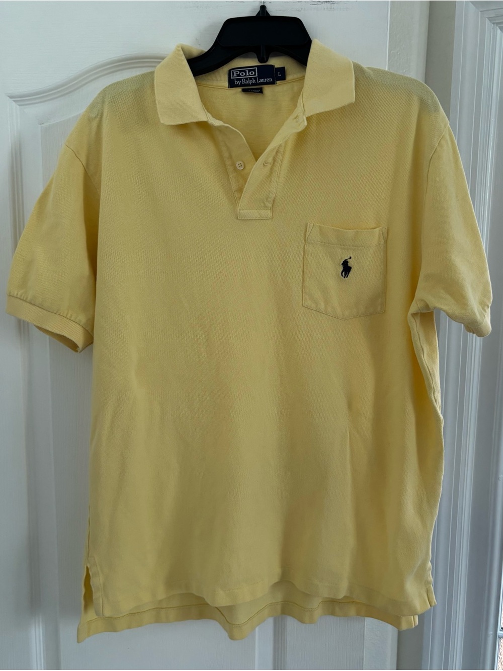 Ralph Lauren Men's Pale Yellow Pocket Polo with Navy Pony